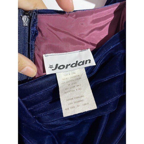 Vtg Y2K Velvet Dress 7/8 Blue Puff Sleeves Whimsigoth Holidays Prom Party USA - Picture 3 of 14